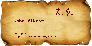 Kahr Viktor névjegykártya